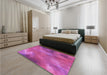 Patterned Deep Pink Rug in a Bedroom, pat3006pur