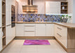 Patterned Deep Pink Rug in a Kitchen, pat3006pur