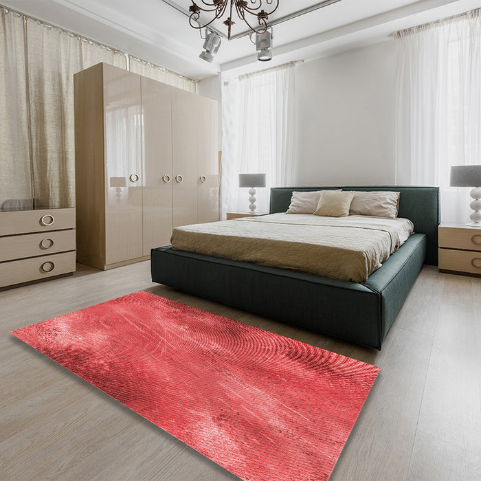 Patterned Red Rug in a Bedroom, pat3006rd