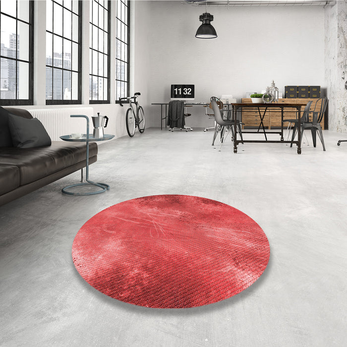 Round Patterned Red Rug in a Office, pat3006rd