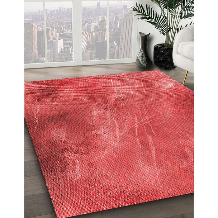 Patterned Red Rug in Family Room, pat3006rd