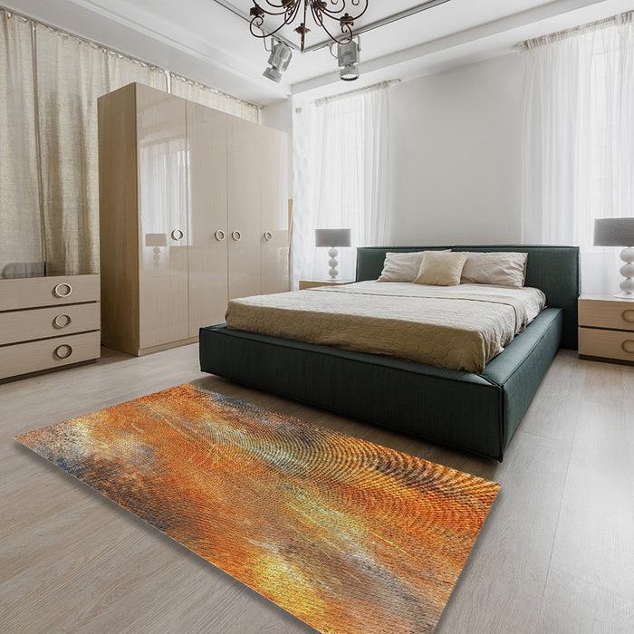 Machine Washable Transitional Mahogany Brown Rug in a Bedroom, wshpat3006