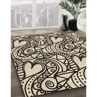 Patterned Golden Blonde Gold Rug, pat3007brn