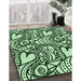 Machine Washable Transitional Dark Forest Green Rug in a Family Room, wshpat3007grn