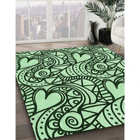 Patterned Dark Forest Green Rug, pat3007grn