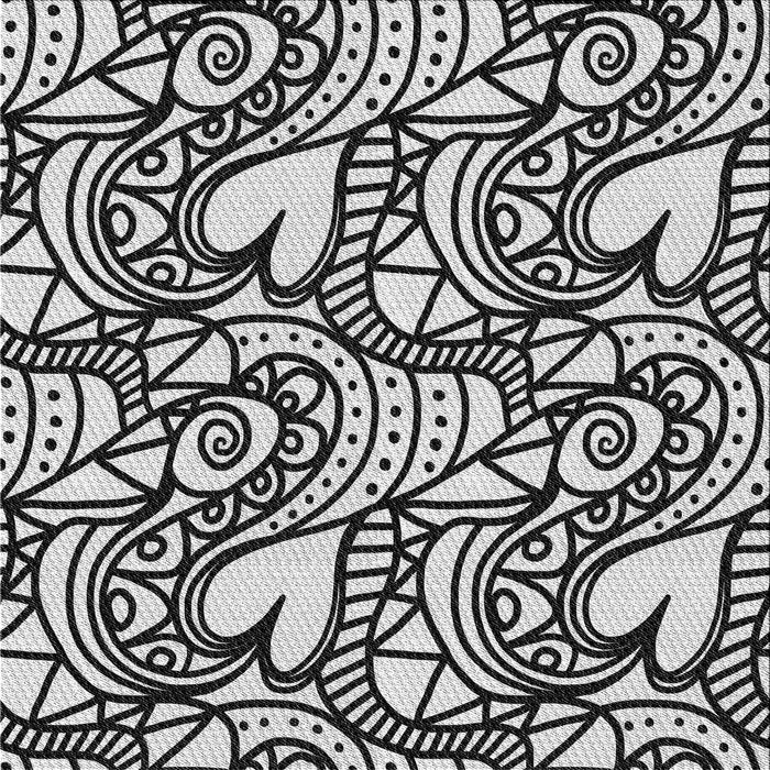 Round Patterned Black Rug, pat3007gry