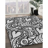 Patterned Black Rug, pat3007gry