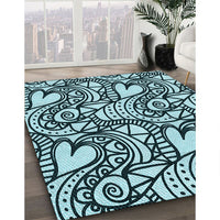 Patterned Deep-Sea Blue Rug, pat3007lblu