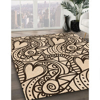 Patterned Deep Peach Orange Rug, pat3007org