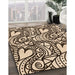 Patterned Deep Peach Orange Rug in Family Room, pat3007org