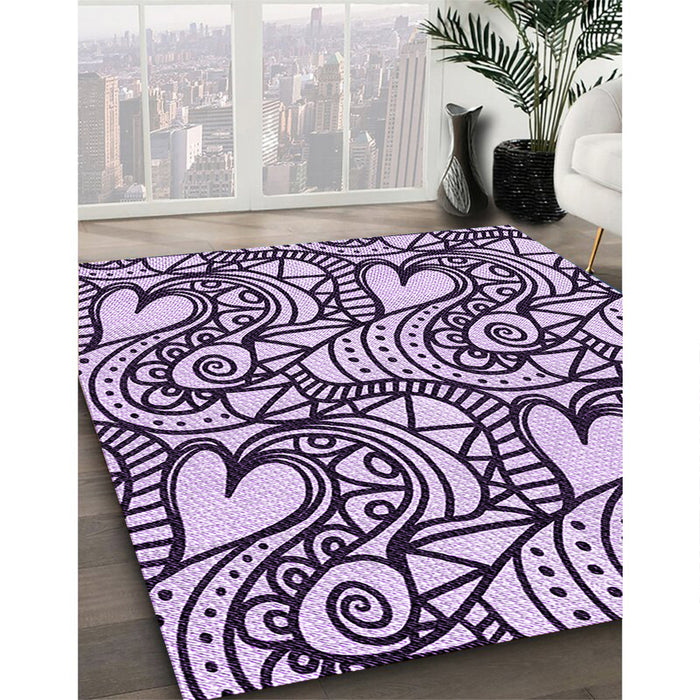 Machine Washable Transitional Blossom Pink Rug in a Family Room, wshpat3007pur
