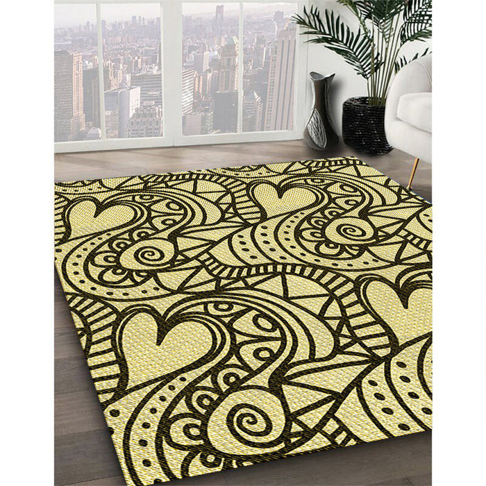 Machine Washable Transitional Chocolate Brown Rug in a Family Room, wshpat3007yw