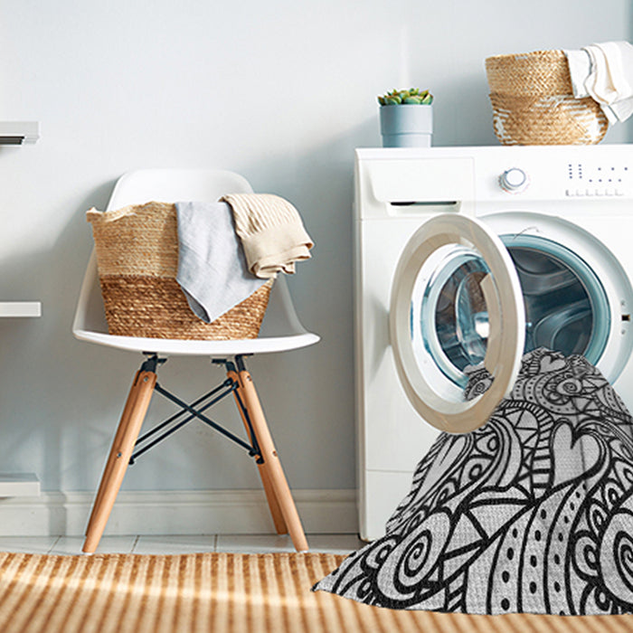 Machine Washable Transitional Charcoal Black Rug in a Washing Machine, wshpat3007