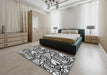 Machine Washable Transitional Charcoal Black Rug in a Bedroom, wshpat3007