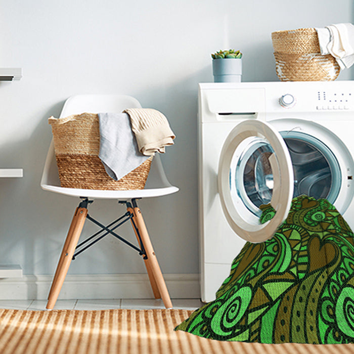 Machine Washable Transitional Dark Forest Green Rug in a Washing Machine, wshpat3008grn