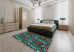 Patterned Charcoal Black Rug in a Bedroom, pat3008lblu