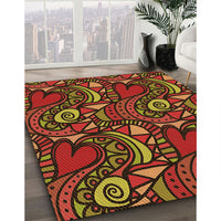 Patterned Dark Red Rug, pat3008org