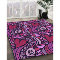 Patterned Plum Velvet Purple Rug, pat3008pur