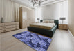 Patterned Sky Blue Rug in a Bedroom, pat3009blu