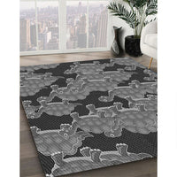 Patterned Dark Gray Black Rug, pat3009gry