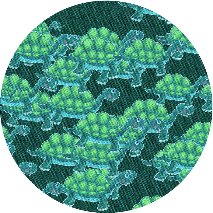 Square Patterned Medium Teal Green Rug, pat3009lblu