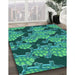 Patterned Medium Teal Green Rug in Family Room, pat3009lblu