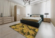 Patterned Yellow Rug in a Bedroom, pat3009org