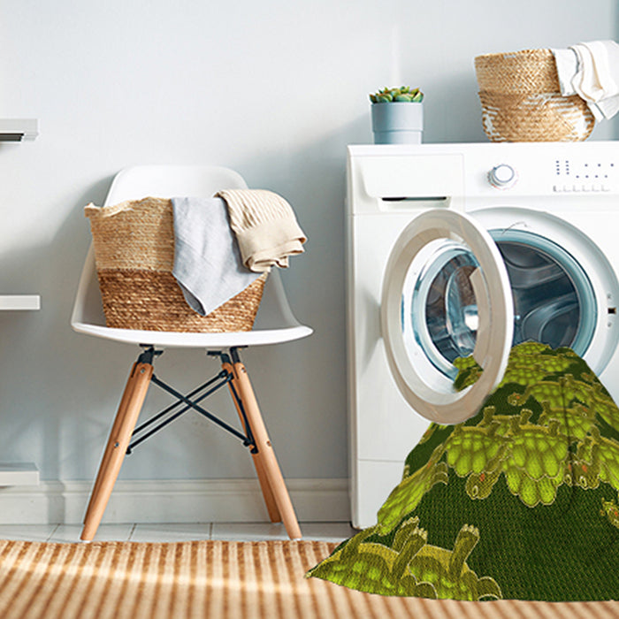 Machine Washable Transitional Green Rug in a Washing Machine, wshpat3009yw
