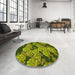 Round Patterned Green Rug in a Office, pat3009yw