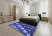 Patterned Light Slate Blue Rug in a Bedroom, pat301blu