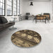 Round Patterned Milk Chocolate Brown Rug in a Office, pat301brn