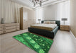 Patterned Deep Emerald Green Rug in a Bedroom, pat301grn