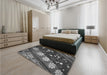 Patterned Gunmetal Gray Rug in a Bedroom, pat301gry