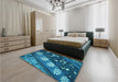 Patterned Deep Sky Blue Rug in a Bedroom, pat301lblu