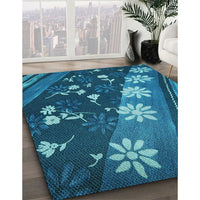 Patterned Deep Sky Blue Rug, pat301lblu