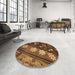 Round Patterned Orange Rug in a Office, pat301org