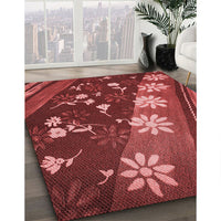 Patterned Cranberry Red Rug, pat301rd