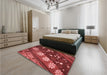 Patterned Cranberry Red Rug in a Bedroom, pat301rd