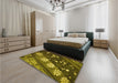 Patterned Brown Rug in a Bedroom, pat301yw