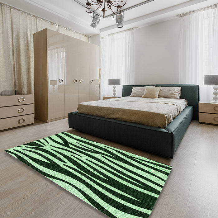 Patterned Light Green Rug in a Bedroom, pat3010grn