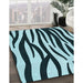 Machine Washable Transitional Deep Teal Green Rug in a Family Room, wshpat3010lblu