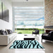 Machine Washable Transitional Deep Teal Green Rug in a Kitchen, wshpat3010lblu