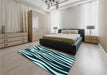 Patterned Deep Teal Green Rug in a Bedroom, pat3010lblu