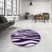 Round Patterned Blossom Pink Rug in a Office, pat3010pur