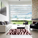 Square Patterned Deep Rose Pink Rug in a Living Room, pat3010rd