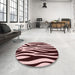 Round Patterned Deep Rose Pink Rug in a Office, pat3010rd