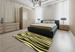 Patterned Midnight Gray Rug in a Bedroom, pat3010yw