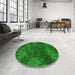 Round Patterned Green Rug in a Office, pat3011grn