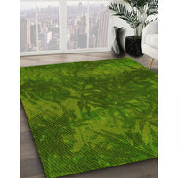 Patterned Deep Emerald Green Rug, pat3011yw