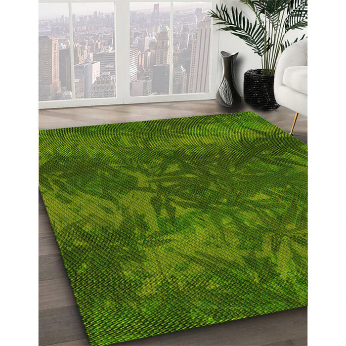 Patterned Deep Emerald Green Rug in Family Room, pat3011yw